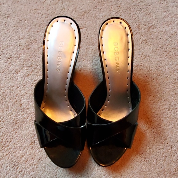 BCBGirls Black Patent Wedge Sandal - Picture 3 of 7